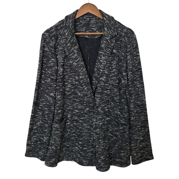 Eileen Fisher Jackets & Blazers - Eileen Fisher Tweedy Blazer Women M Black Fleck Notch Collar Organic Cotton Knit